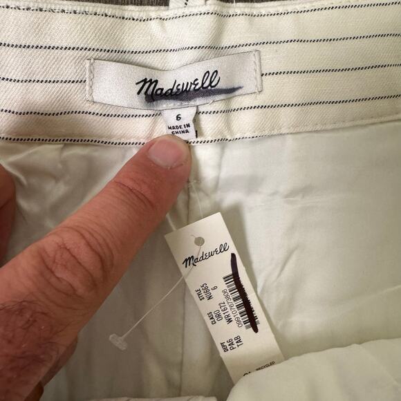 Madewell Pleated Trouser Pinstripe Linen Blend Shorts US Women's 6 - Picture 4 of 8